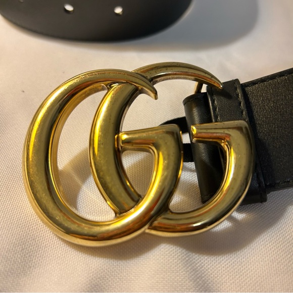 Gucci Black Belt with Gold GG Buckle main image 7